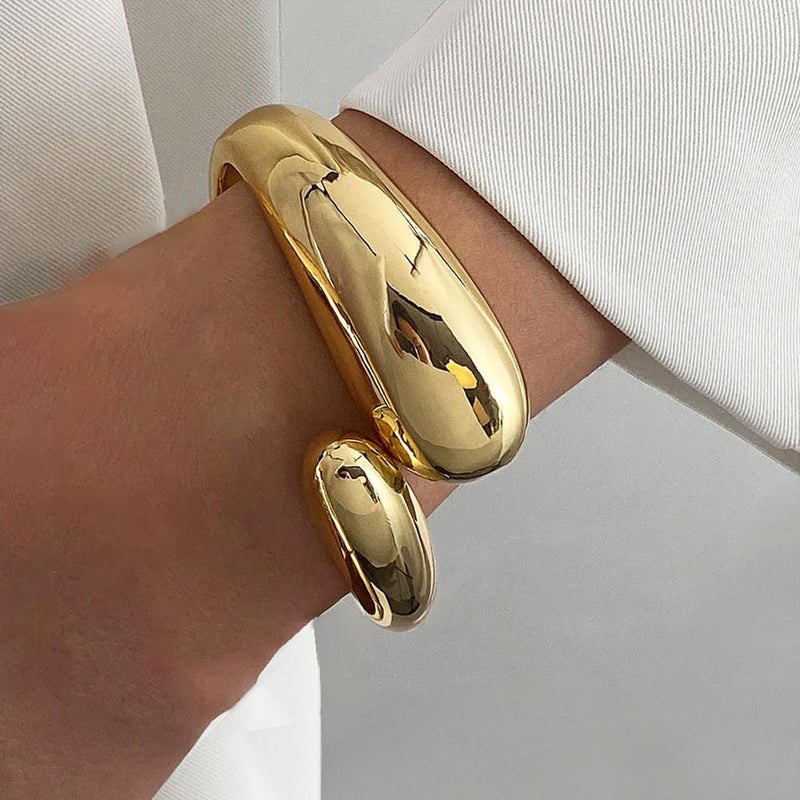 MTINEAPS Store Gold Bangle Bracelets for Women Teens Trendy Chunky Adjustable Twist Cuff Bracelet Jewelry Gifts - Image 4